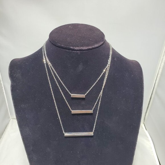 Macy’s 3-Row Silver Chain Necklace - Picture 1 of 6
